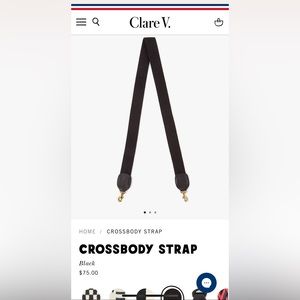 Clare V. Black Purse Strap Brand New Never Used 22” hang length from shoulder